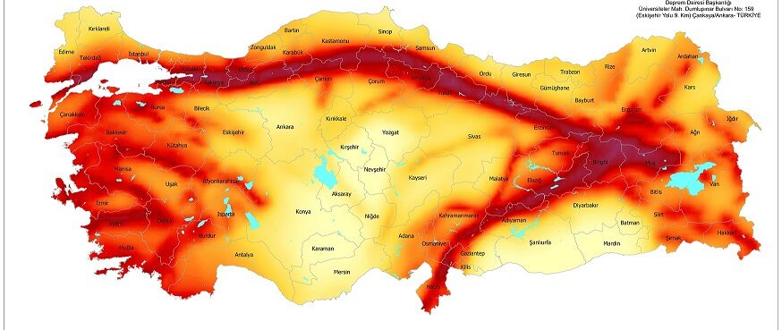 Earthquake map in Turkey