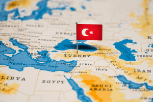 Turkey's flag on map