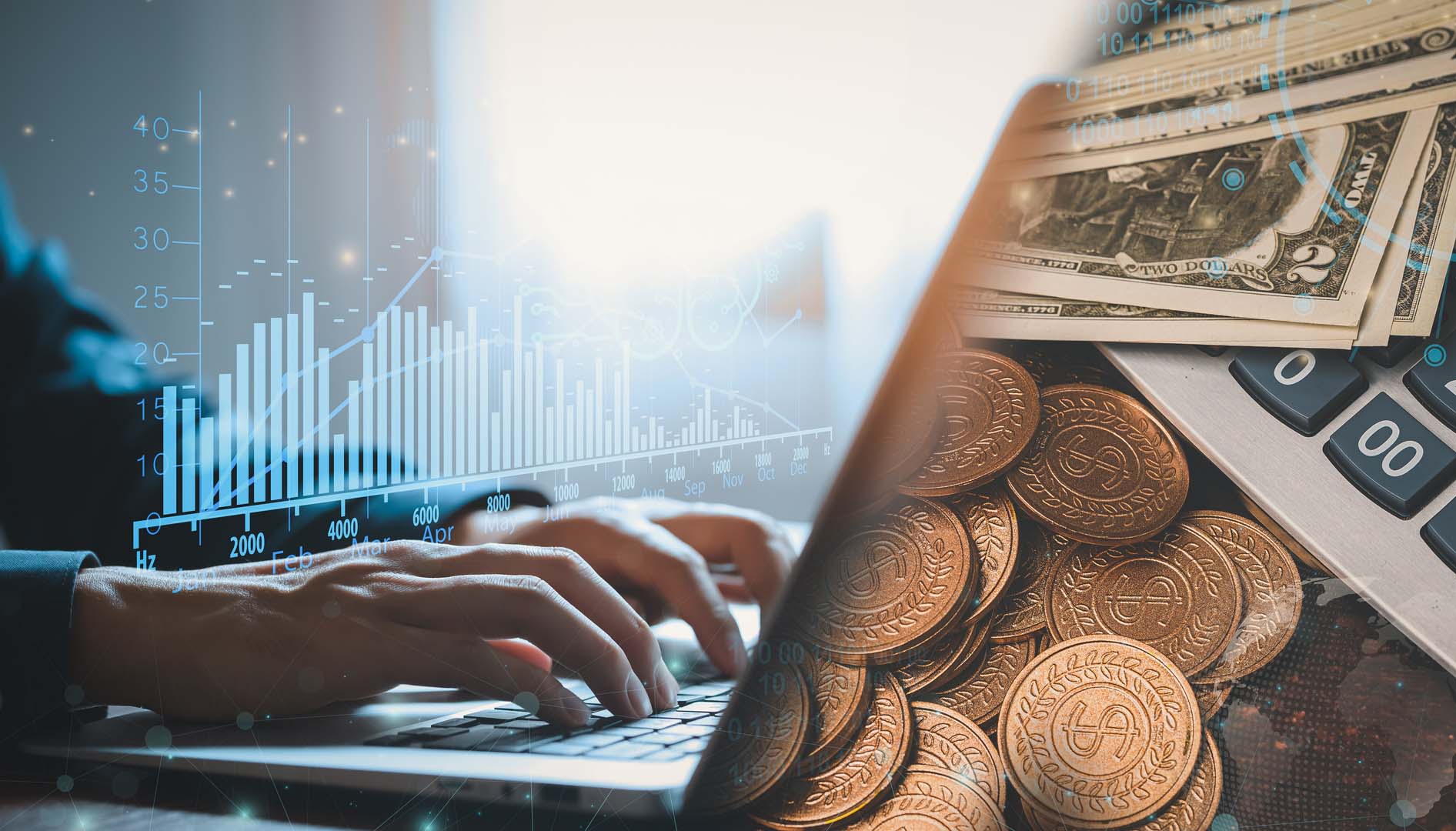 Currency exchange, money transfer, FinTech financial technology, World economy report. Man using mobile phone with forex trading graph, stock market report